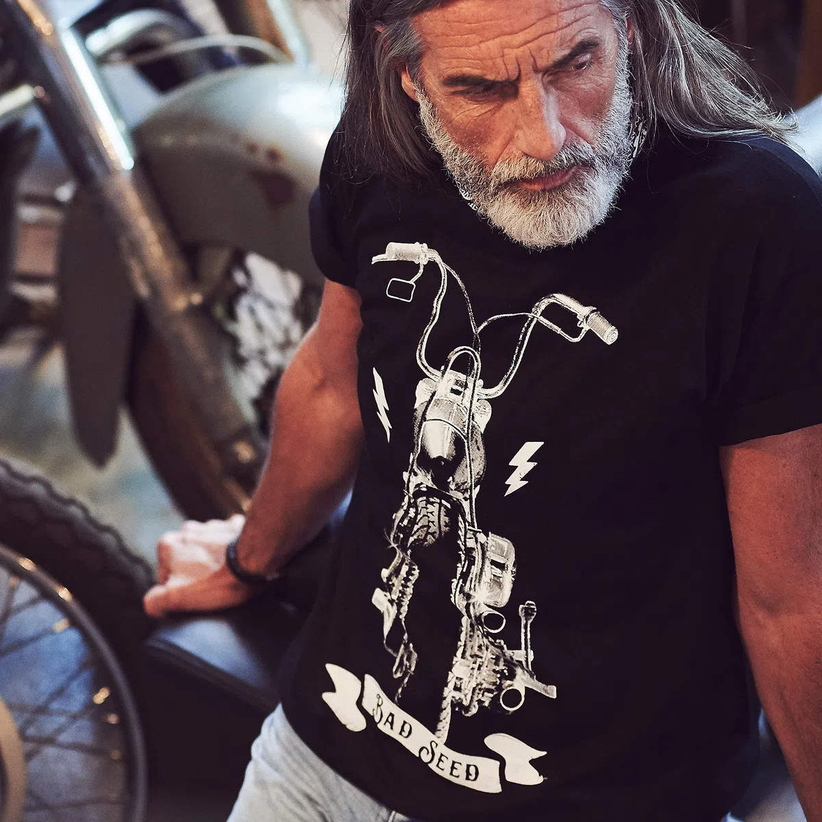 MAKAYA Camiseta Hombre - Bad Seed Motorcycle T-Shirt