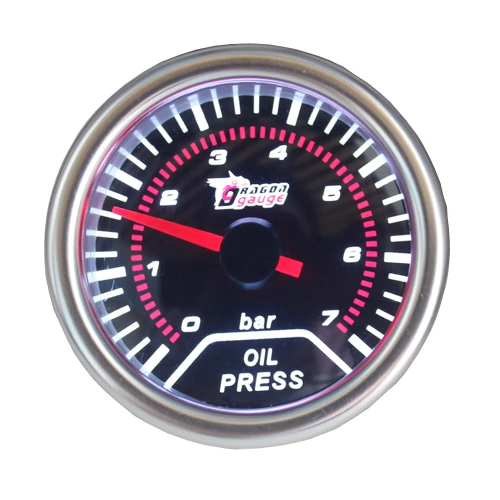 ETOPARS Universal 2" 52mm Manómetro de Prensa de Aceite 0-7 Bar Medidor Presión Aceite Motor Coche Tinte de Humo len Luz Blanca con Sensor