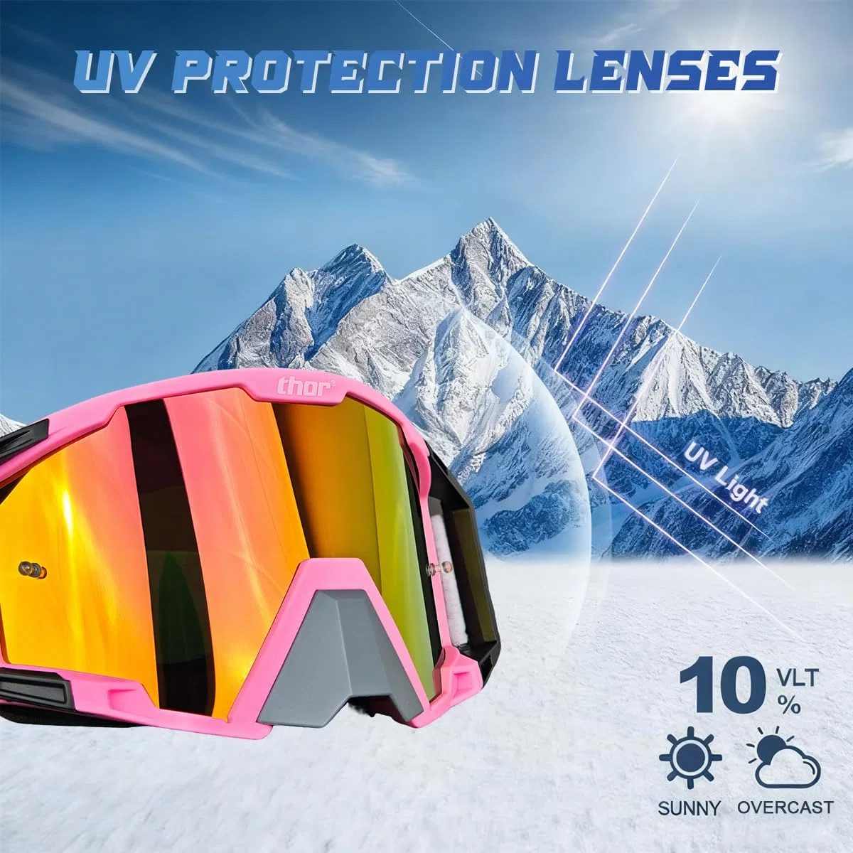 Gafas Motocross Protección UV,Gafas Moto Hombre Mujer con Protección Nasal para Ciclismo,Montañismo,Escalada,Esquí