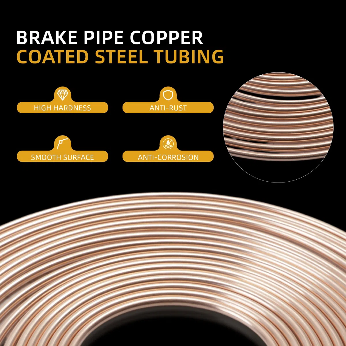 Tubo de freno de acero recubierto de cobre de 32.8 pies de 3/16 pulgadas kit de líneas de freno de repuesto para automóviles con 20 accesorios de tuercas (32.8 pies de 3/16 pulgadas)