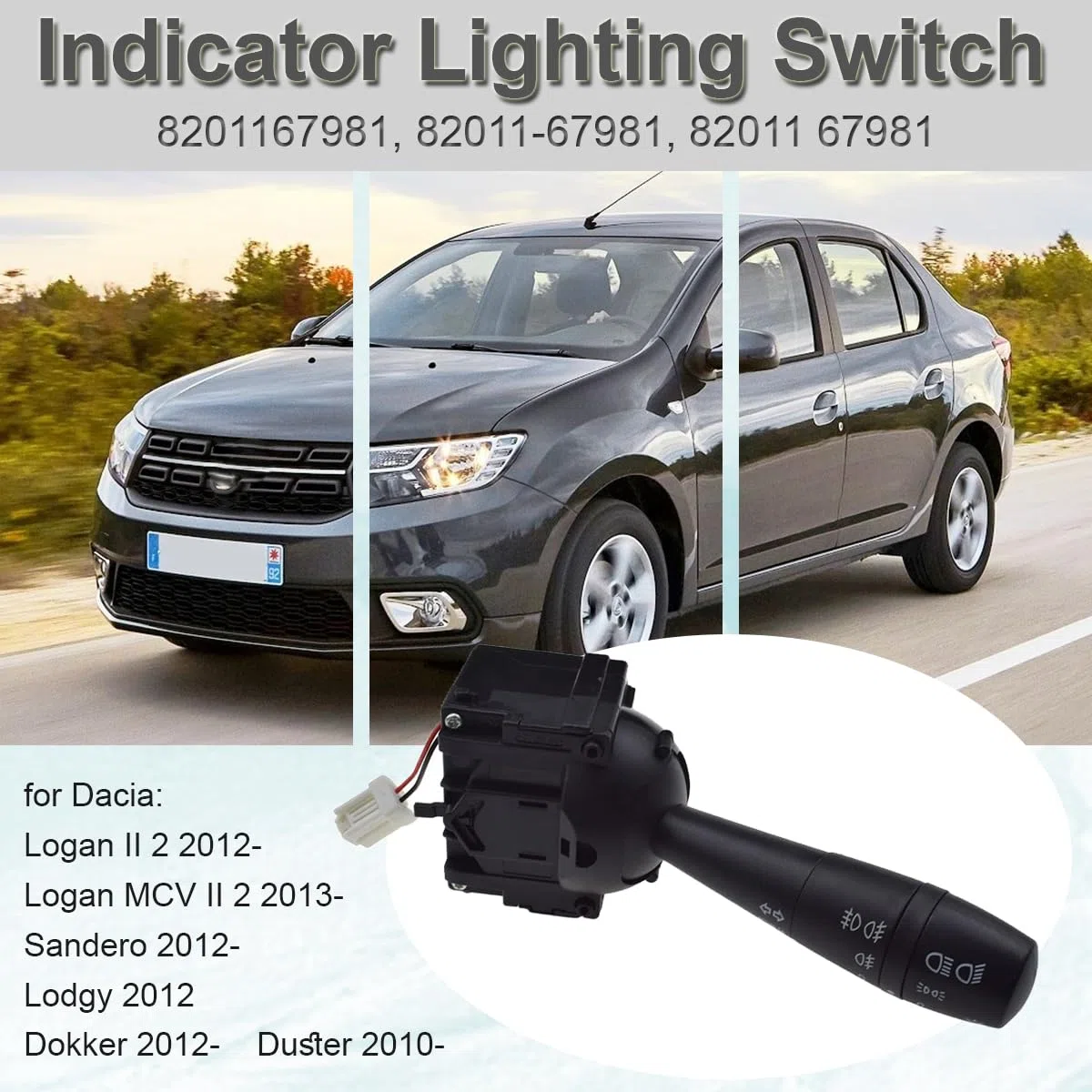 ZAMDOE 8201167981 Interruptor Palanca luz de Giro dirección para Dacia Logan MCV II Sandero Lodgy Dokker Duster para Renault Captur Clio Trafic III Bus Twingo Piezas