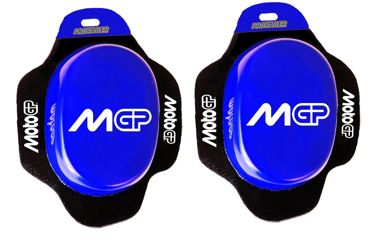 Deslizadera de rodilla para motoristas, rodillera deslizantes carretera circuito competicion sliders con logo MotoGP (Azul)