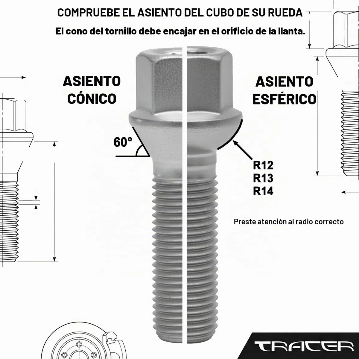 20 Tornillos de Rueda, Pernos, para varios modelos de coche, 12 x 1,5, 28 mm de Longitud