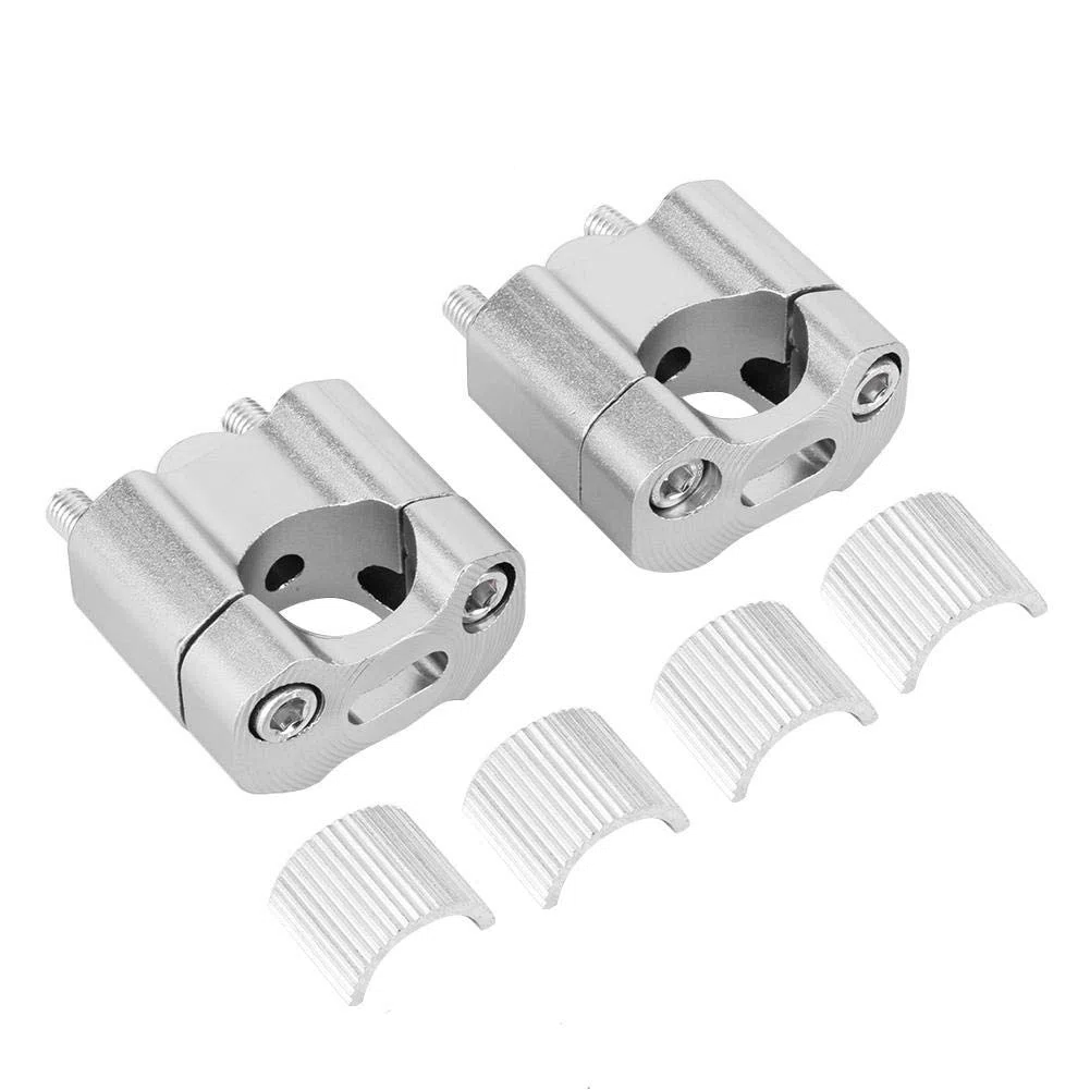 Elevador de eslabones de motocicleta, Par 22 mm / 28 mm Elevador de manillar de motocicleta con aleación de aluminio CNC(Plata)