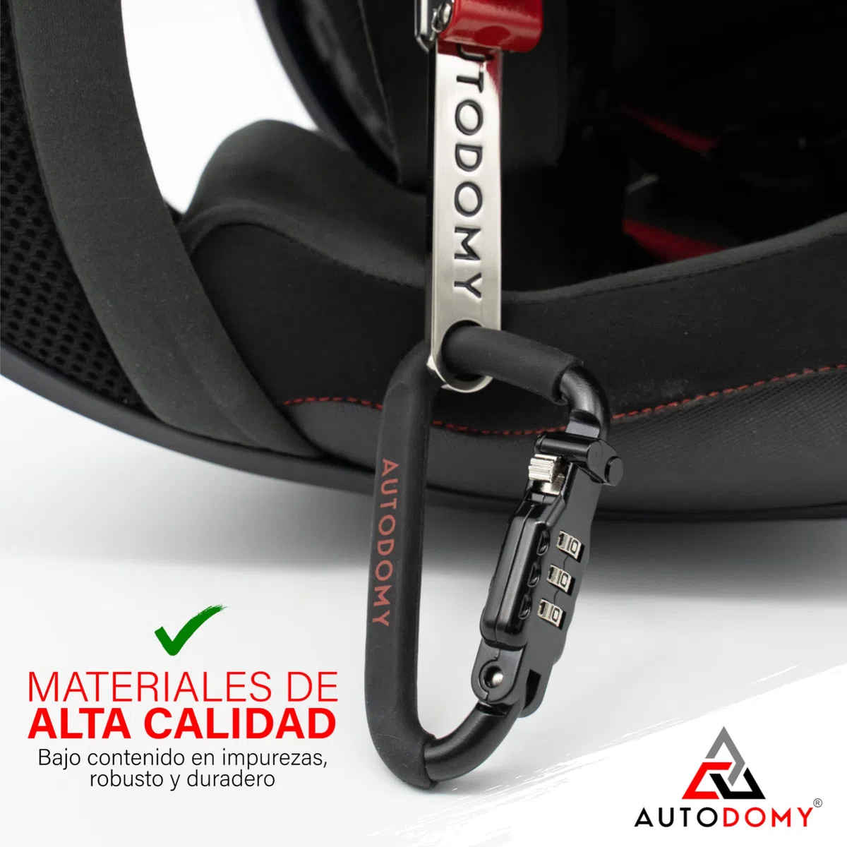 Autodomy Candado Casco Moto | Antirrobo Casco Moto con Mosquetón, Código de Seguridad, Cable de Acero Flexible de 150 cm y Adaptador T
