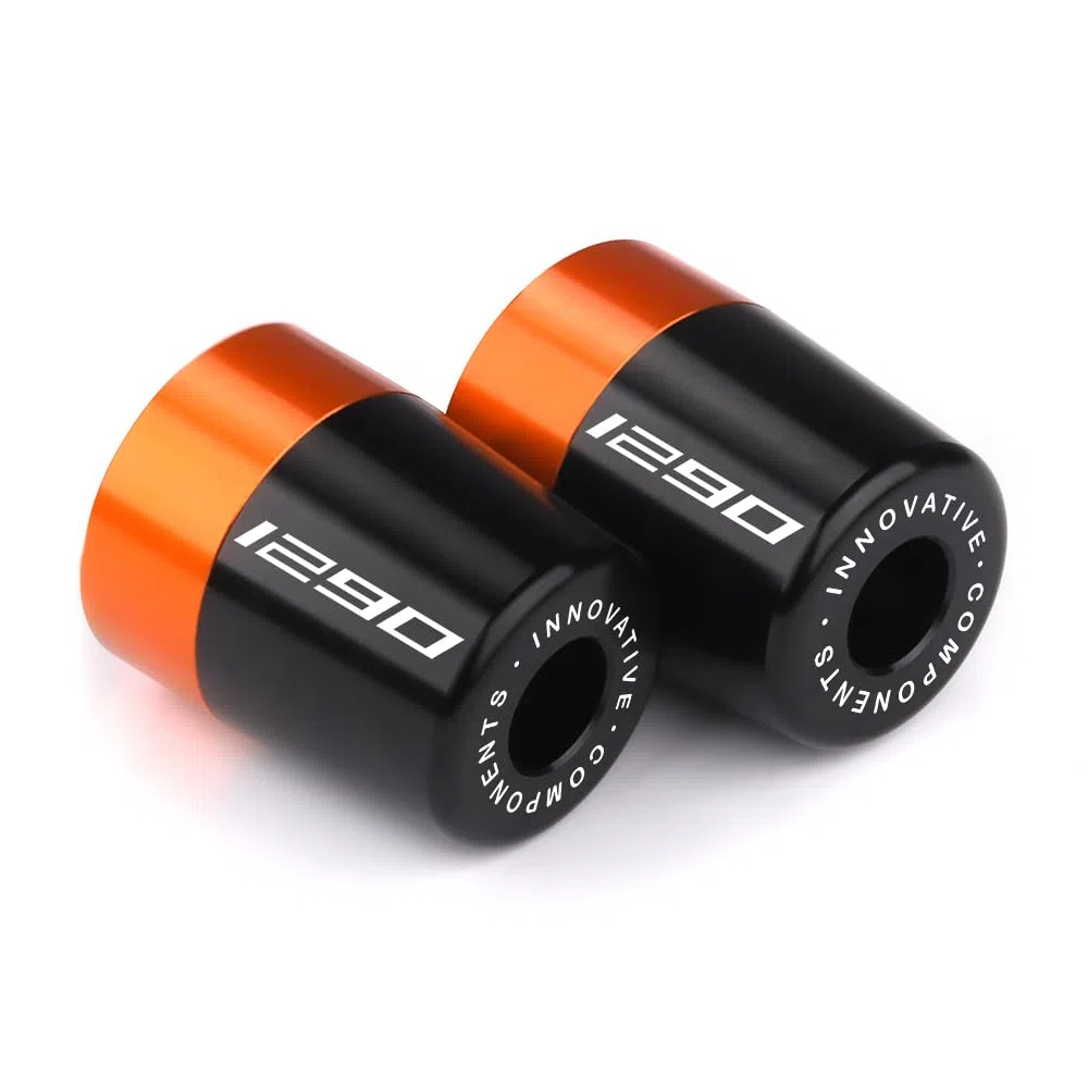 Modeer Empuñadura de manillar Compatible con 1290 Super Duke R/RR/GT Todos los años Moto CNC Aluminio Tapón de extremo de manillar Almohadilla de equilibrio 1290 Accesorios (naranja/negro)