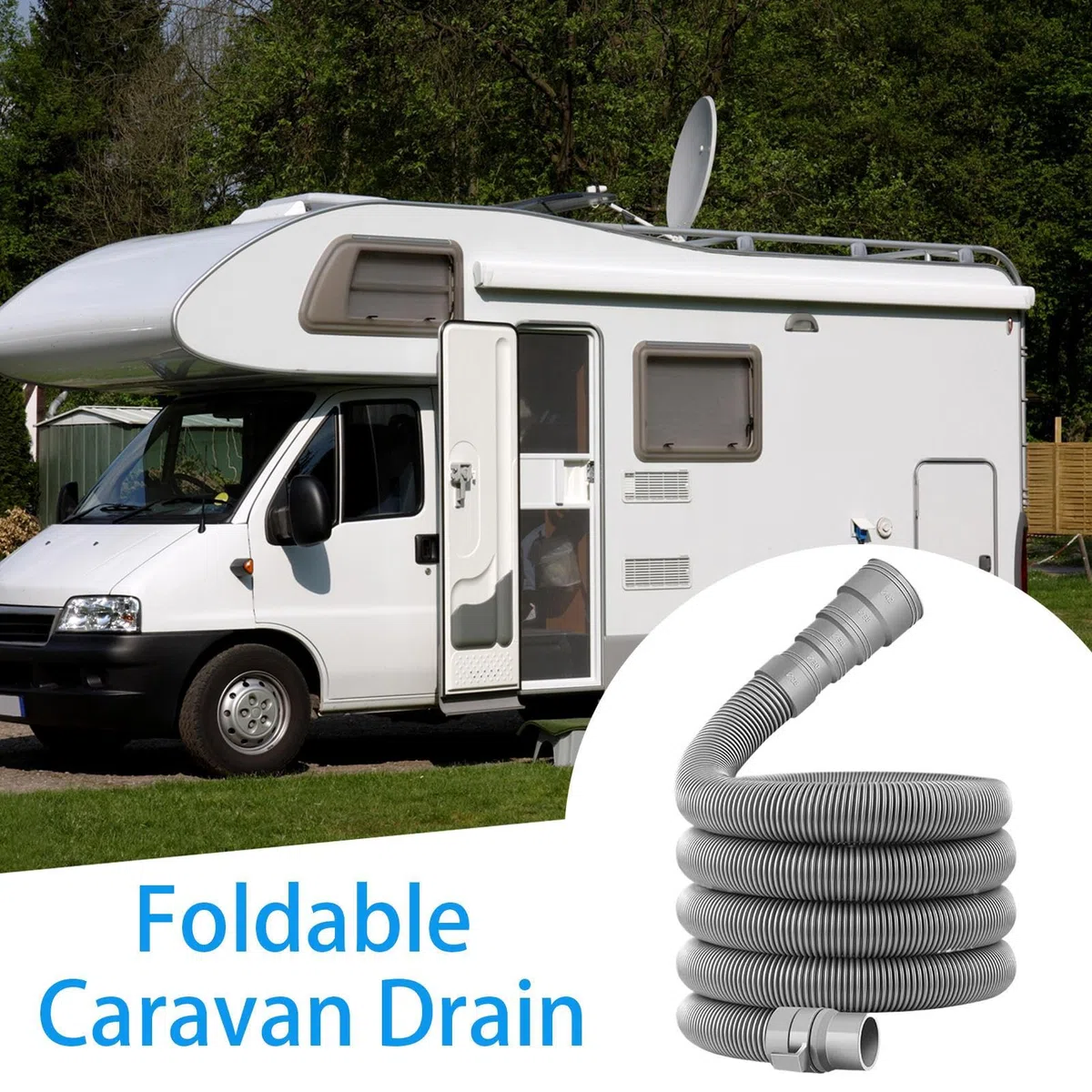 Manguera de residuos para autocaravana, extensible para tubo de drenaje, manguera de alcantarillado ajustable para caravana con 2 m, 6 m, 10 m, kit de conexión rápida a prueba de fugas, almacenamiento