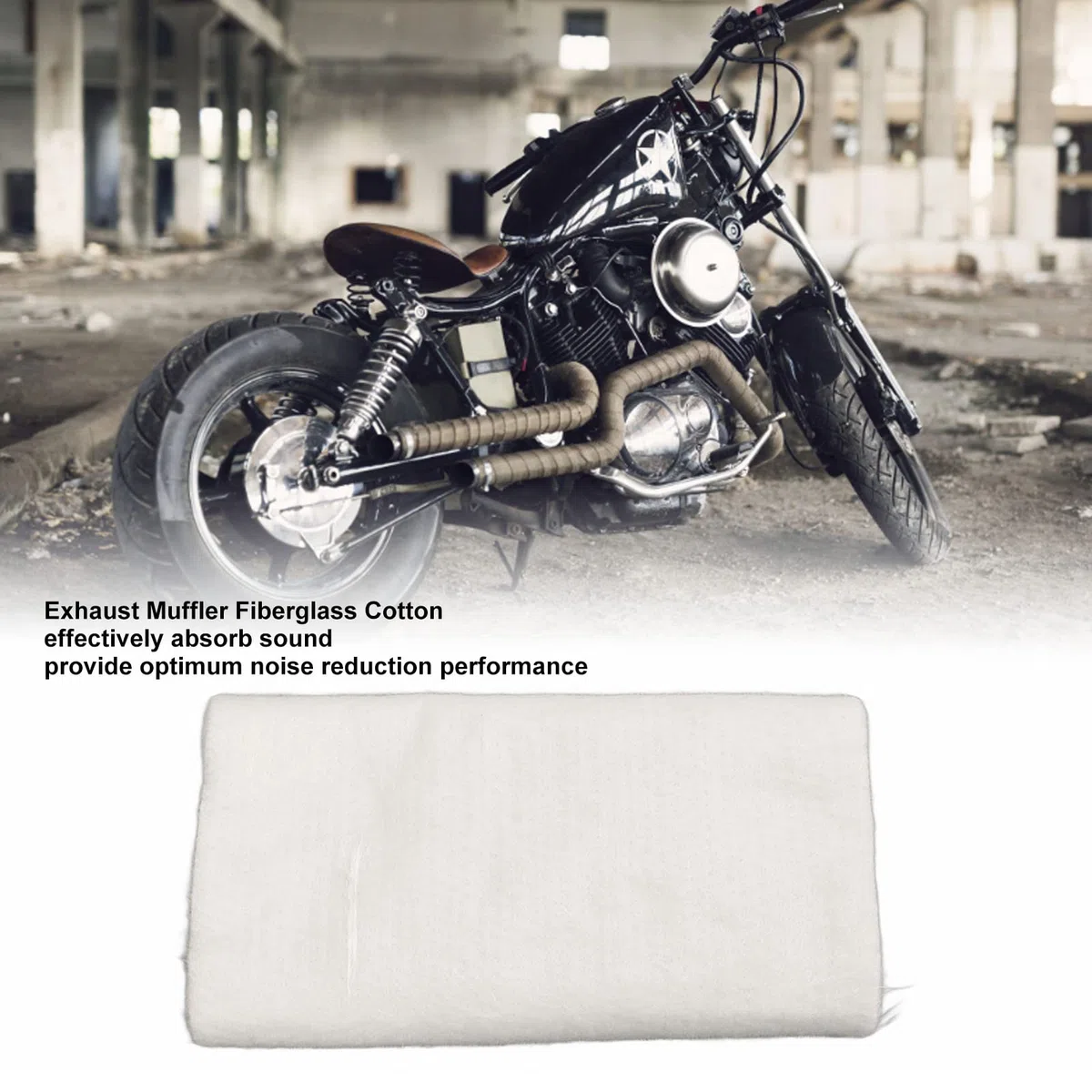 ANGGREK Fibra de Vidrio para Silenciador de Motocicleta, 2 Piezas, 35x25 Cm, Algodón Resistente Al Calor, Absorción de Sonido, para Automóvil y Bicicleta