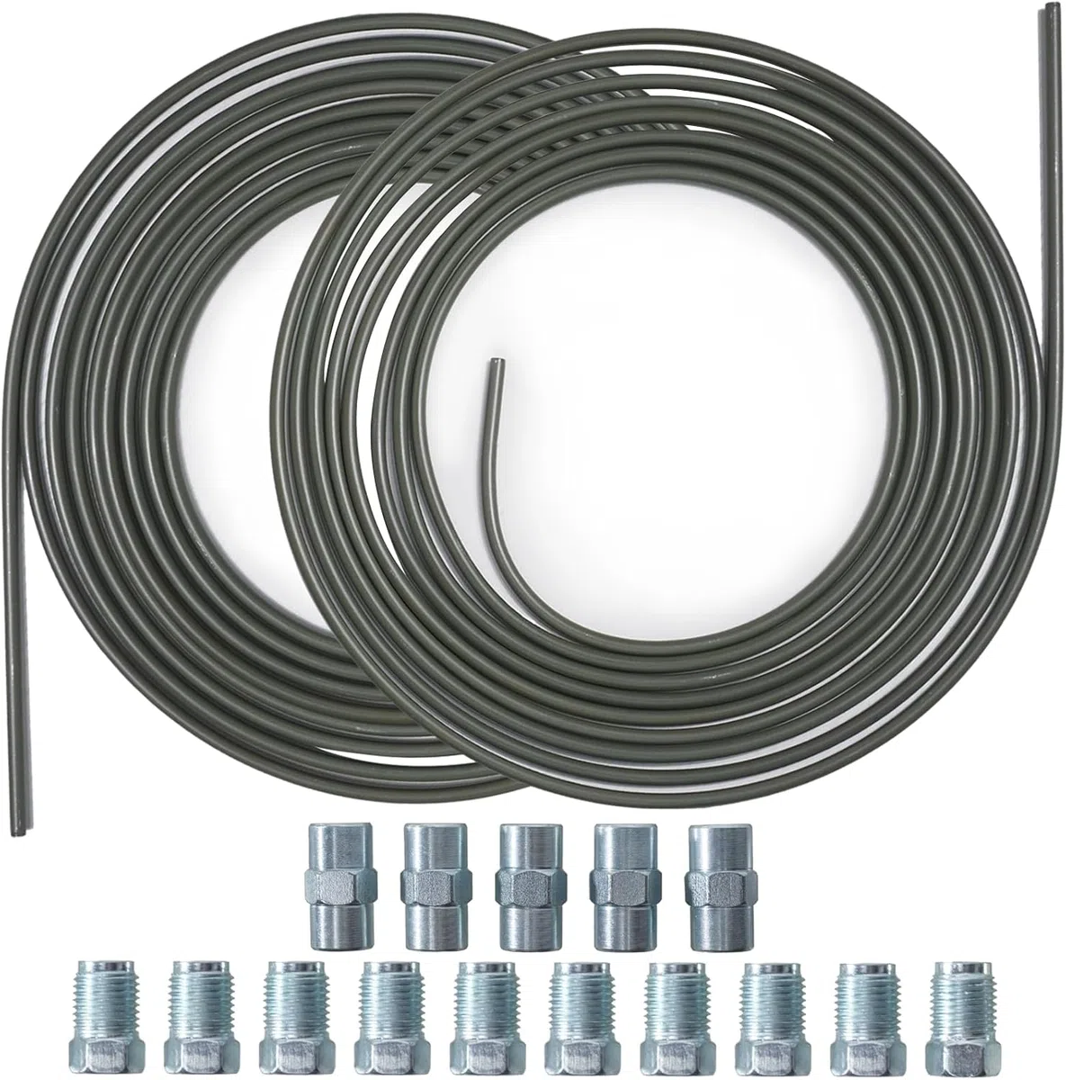 Línea de freno de 10 m Ø 4,75 mm tubo de freno con 10 juntas roscadas + 5 conectores, línea de acero recubierta de cobre para sistemas de frenos hidráulicos de automóviles