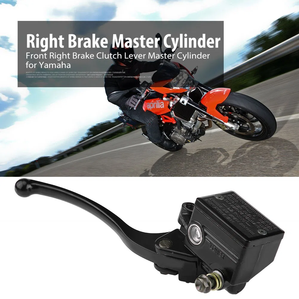 Cilindro maestro de palanca de embrague de freno delantero derecho de motocicleta de 7/8 "22 mm para YFZ450 YFM (negro)