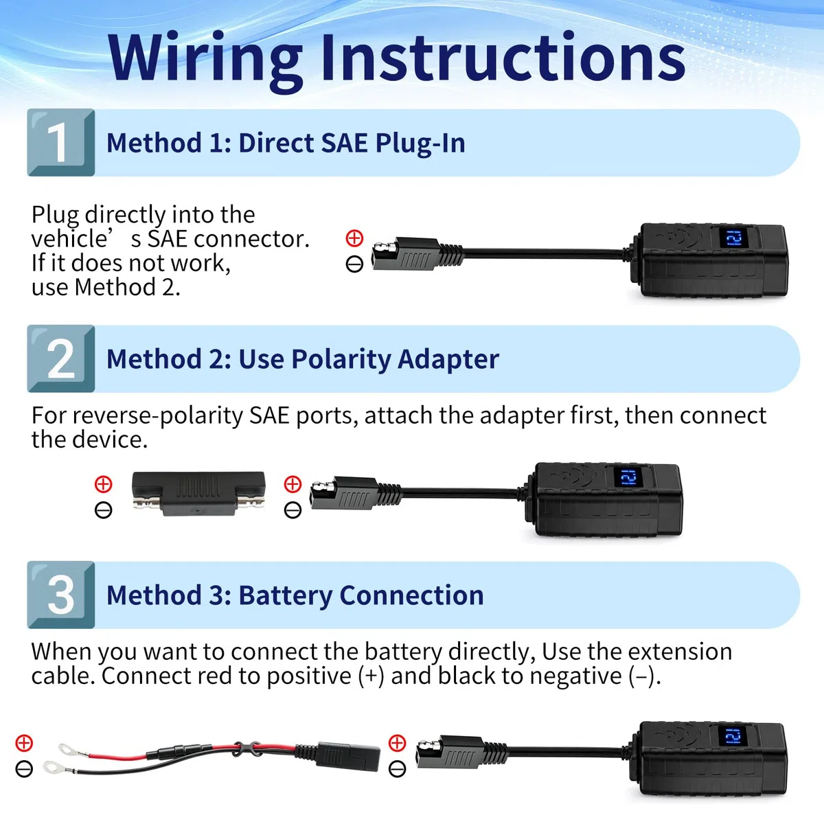 Cargador USB Moto, Toma USB C 12V 24V con PD3.0 36W y QC3.0 18W, Enchufe Impermeable con Interruptor, Voltímetro LED, Fusible 10A SAE para Motocicleta ATV Scooter Camper Barco Coche GPS RV