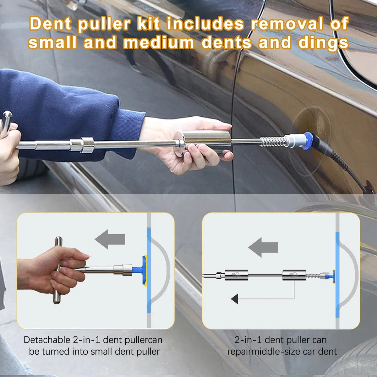 QZQUFJ 38 Piezas Kit Reparación Abolladuras Coche, Sacabollos Coche, Extractor de Abolladuras de Coche, para Reparar Abolladuras en el Coche, Saca Abolladuras Coche