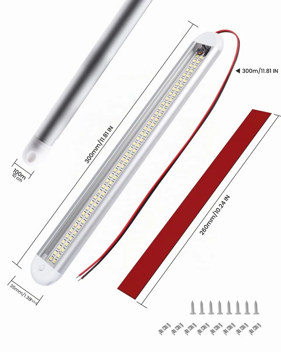 Bonlux luces led coche interior 12V, ultrafina de 120 LED, luz de techo para caravana, caravana, autocaravana, cocina interior con interruptor, 6500 K, ultra brillante, paquete de 4 unidades