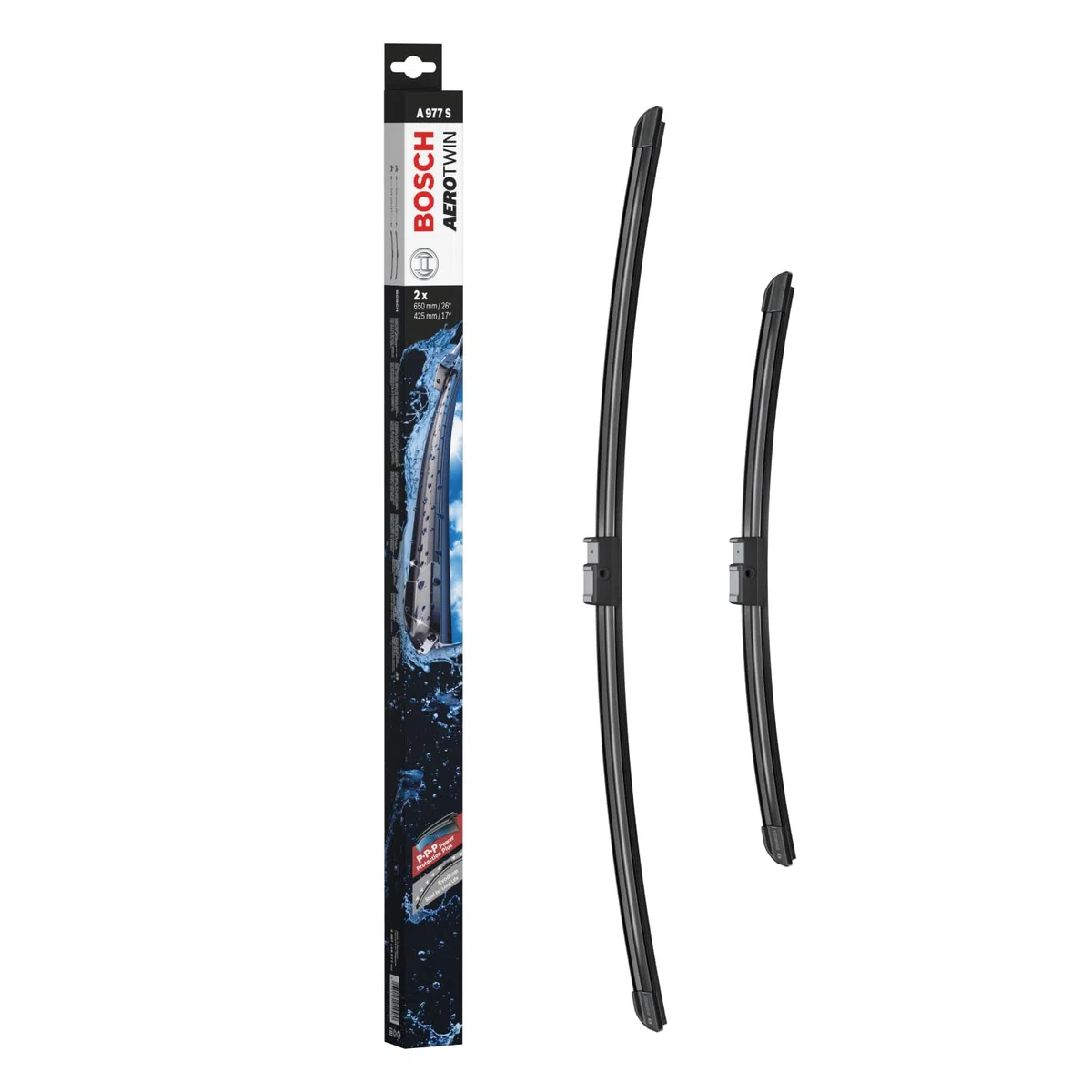 Bosch 3397118977 Aerotwin A977S - Limpiaparabrisas (2 unidades, 650 mm y 425 mm), Color Negro