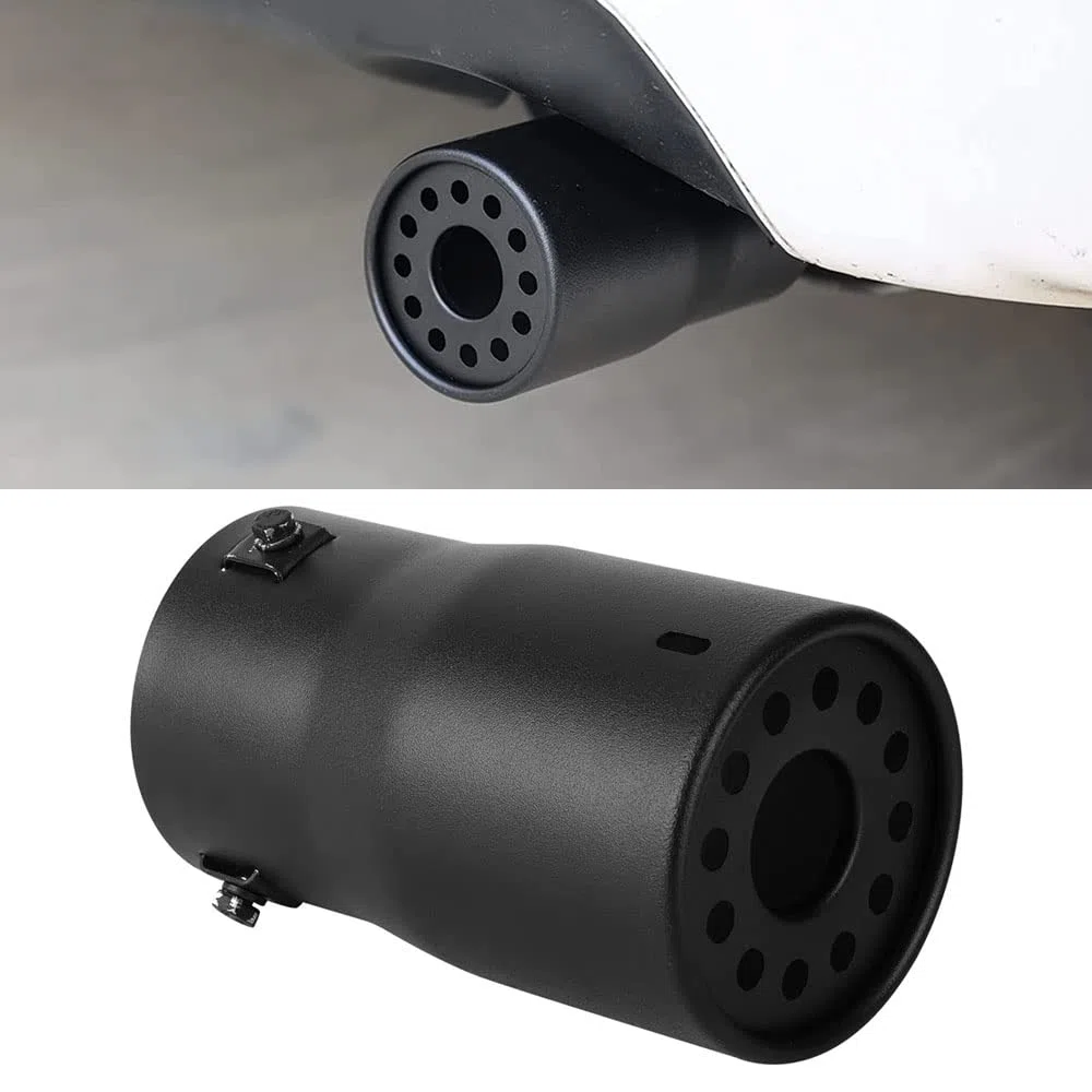 Riloer 80mm Tubo de escape de coche, DB killer silenciador de escape para coche, Silenciador en cromo, Acero inoxidable, Negro