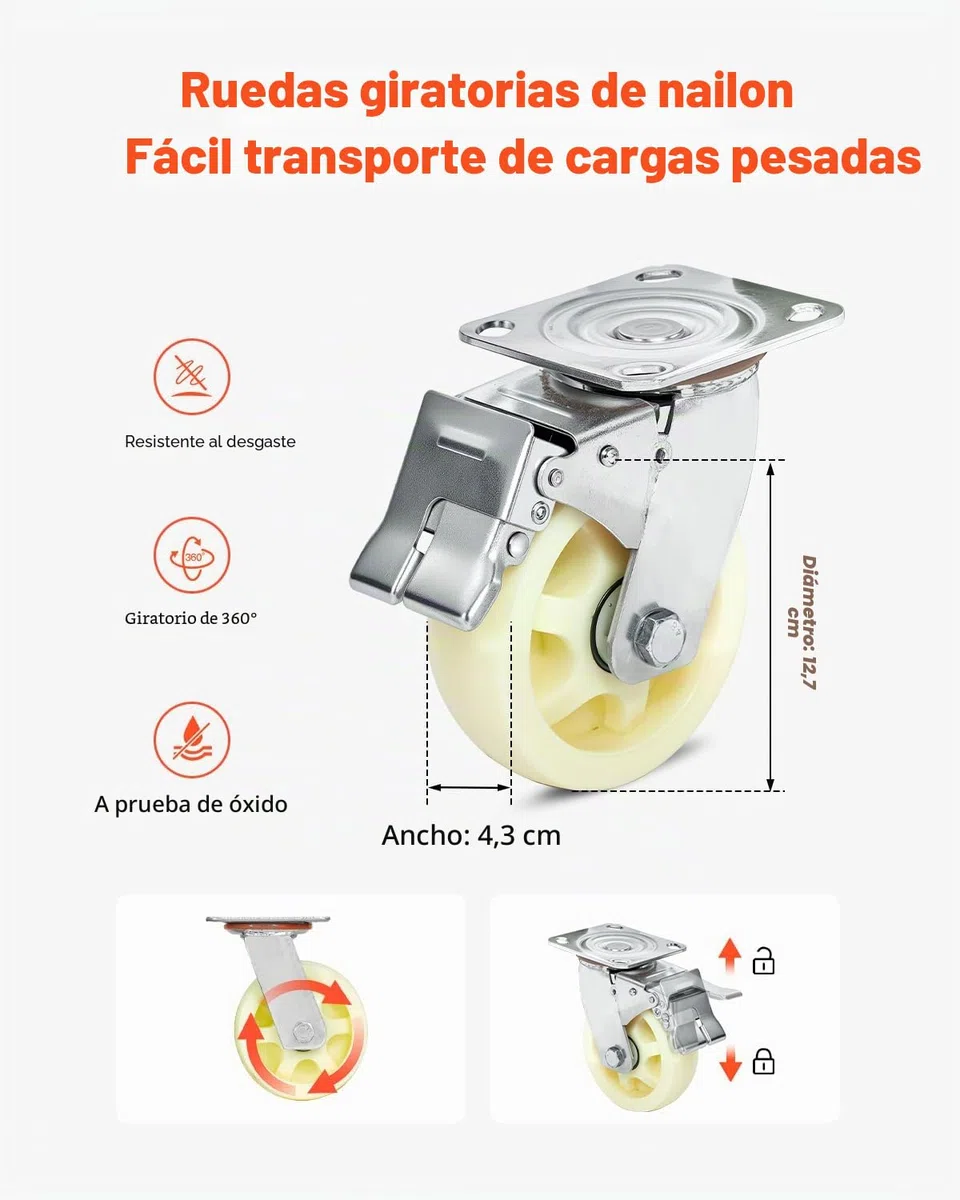 VEVOR Plataforma Rodante para Moto Acuática de 1325 x 850 x 510 mm, Carga de 816 kg, Soporte para Moto de Agua, Carrito PWC con 4 Ruedas y 2 Frenos para Mover Motos de Agua, Kayaks, Lanchas Rápidas