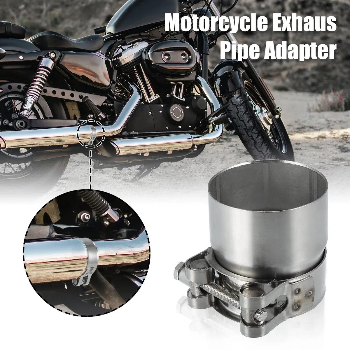 X AUTOHAUX 51-56mm 2.0"-2.2" Motocicleta Inoxidable Acero Escape Tubo Adaptador