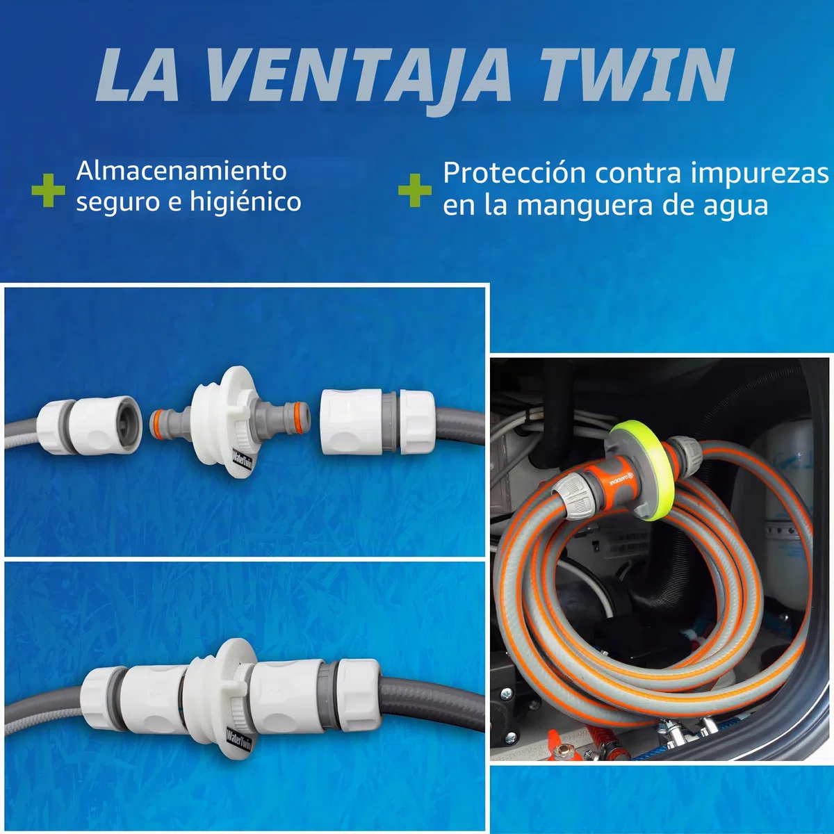 Waterwin, Adaptador de depósito de agua para autocaravana, Accesorio para boquilla de llenado, Tapa AG45 D: 61