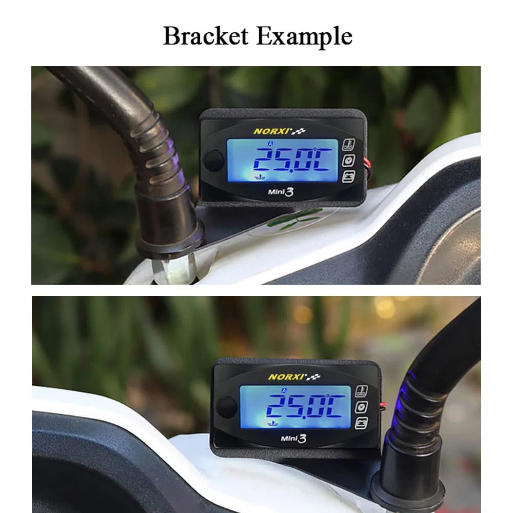 Medidor multifunción 4 en 1 para motocicleta Mini 4 metros (tacómetro RPM+temperatura de la culata del cilindro+voltímetro+reloj) 4 en 1 multímetro digital de calibre multifuncional (10mm)