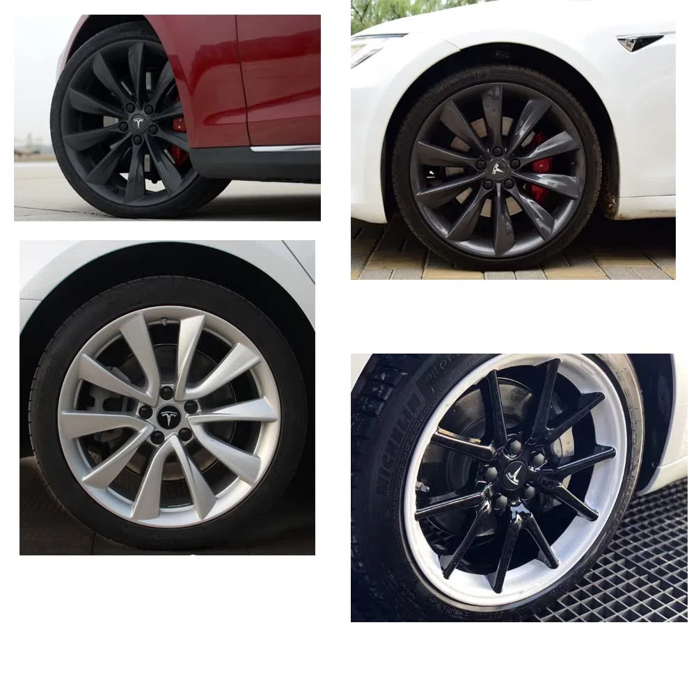 Kit de tapas de rueda Aero para Tesla S, 3, Y, X con logotipo plateado