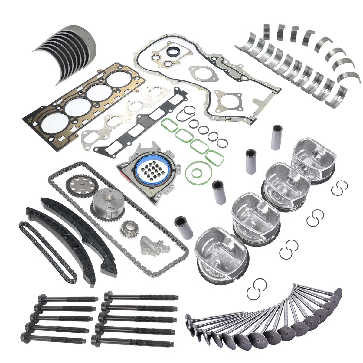 Pistón y juego de cadena de distribución compatible con G0lf V VI E0s 1.4 R4 16V TSI CAV CAX CTH 03C109571F 03C109509L