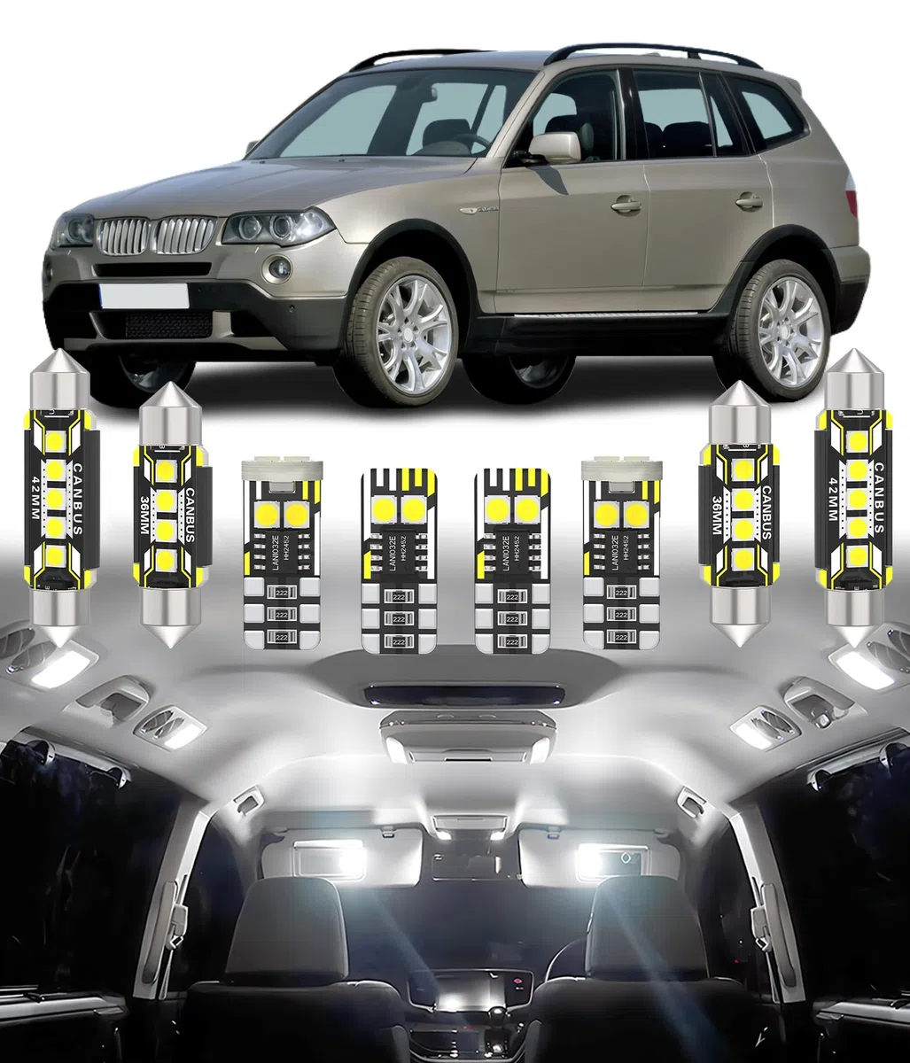 BMT xms Kit de Luces LED Interior para BMW X3 E83 2003-2010, Bombilla LED Interior para Coches y Camiones, Blanco Brillante 6000K, 15 Piezas