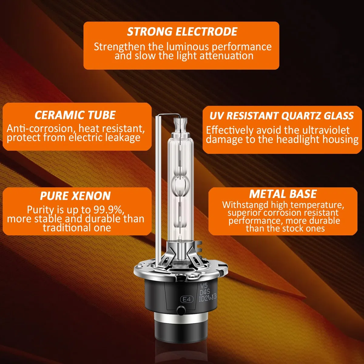 Erato D4S Xenon HID Bombilla de Faro, 35 W 6000 K Metal Stents Base Luces de Cruce Luces de Reemplazo Paquete de 2