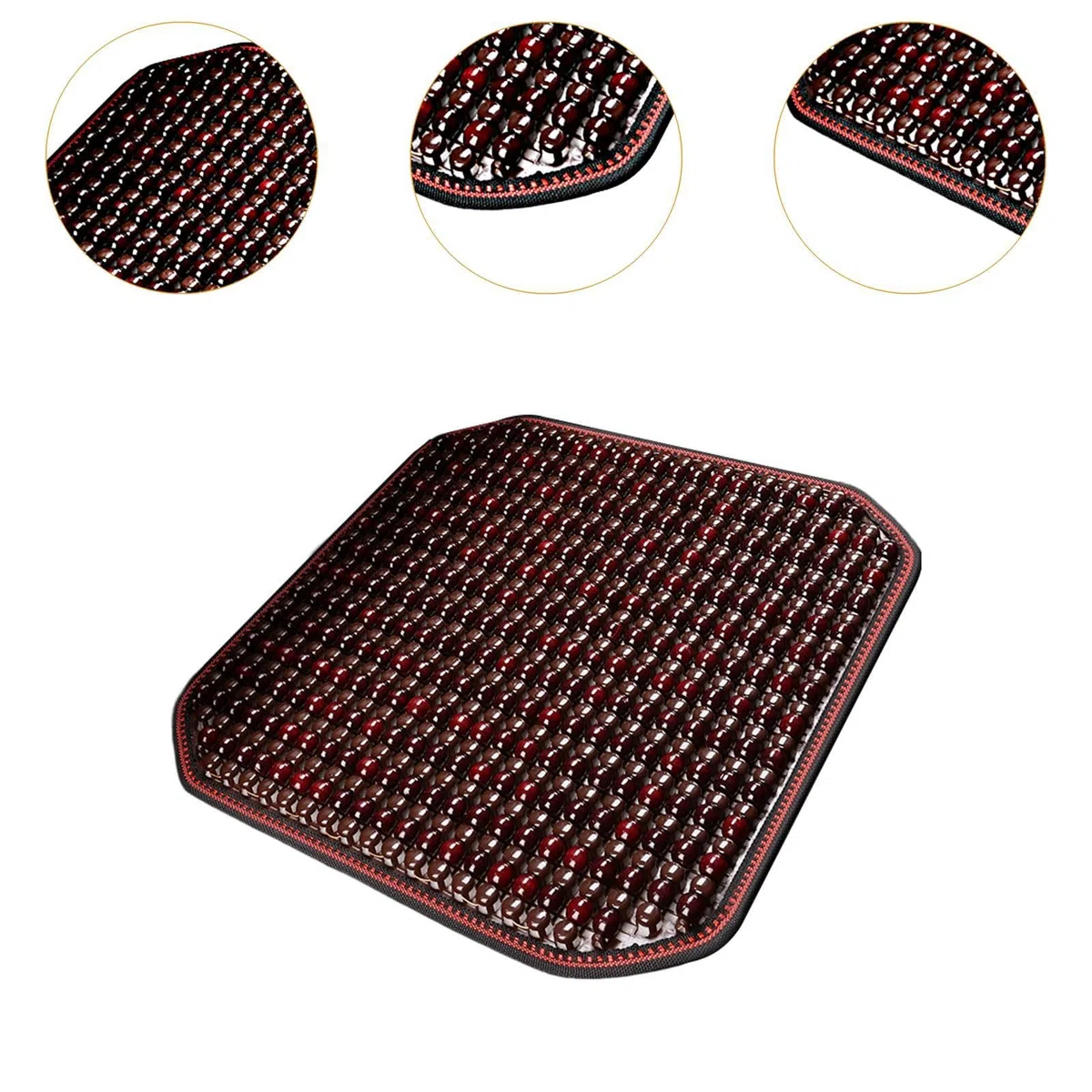 Cojín de Asiento de Madera Cubierta con Bolas Almohadilla para Coche Diseño Ergonómico Transpirable Instalación Práctica Adecuado para Oficina Vehícu, rojo