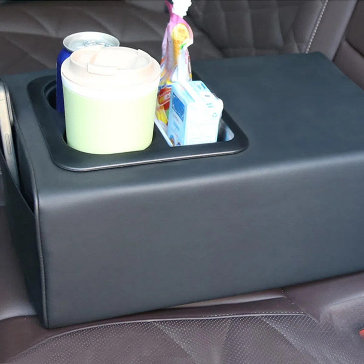 Portavasos Consola Central | Almacenamiento Universal Trasera | Cojín para reposabrazos | para Asiento Trasero Coche Camión Viaje Carretera Acampada Viajes Largos Familiar Trayectos Diarios