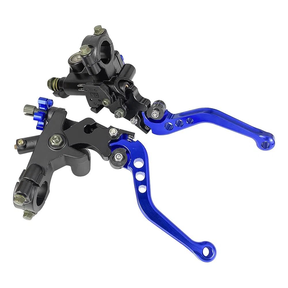 Upgrade 7/8 pulgadas 22 mm Universal Bomba Cilindro Maestro de Freno Palanca de embrague Izquierda Derecha Juego Compatible con Polaris Yama-ha Suzuki Honda Kawa-saki Motocicleta (azul)