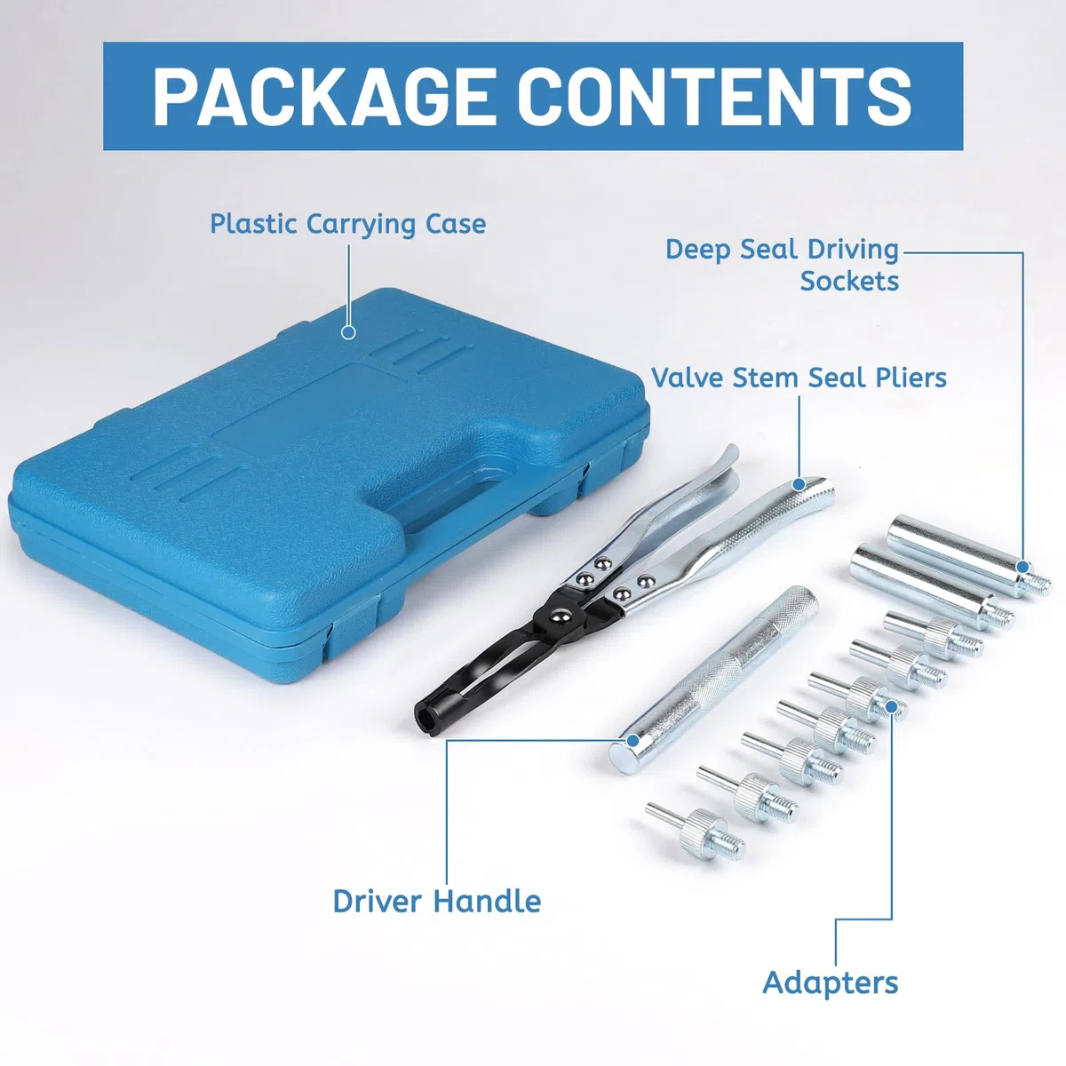 DBREAKS 11 Juego de Instalador y Extractor de Retenes de Valvulas de Motor, Kit de Alicates para Retenes de Válvula