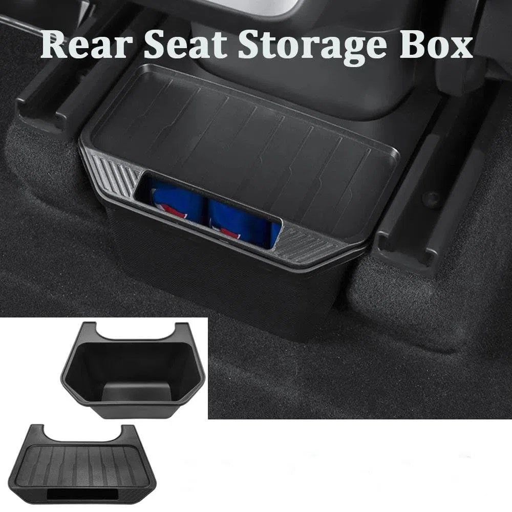 Caja almacenamiento consola central Organizador Caja Almacenamiento Trasero Para Tesla Para Model Y Compartimentos Para Consola Central Bolsa Basura Para Asiento Trasero Bandeja Debajo
