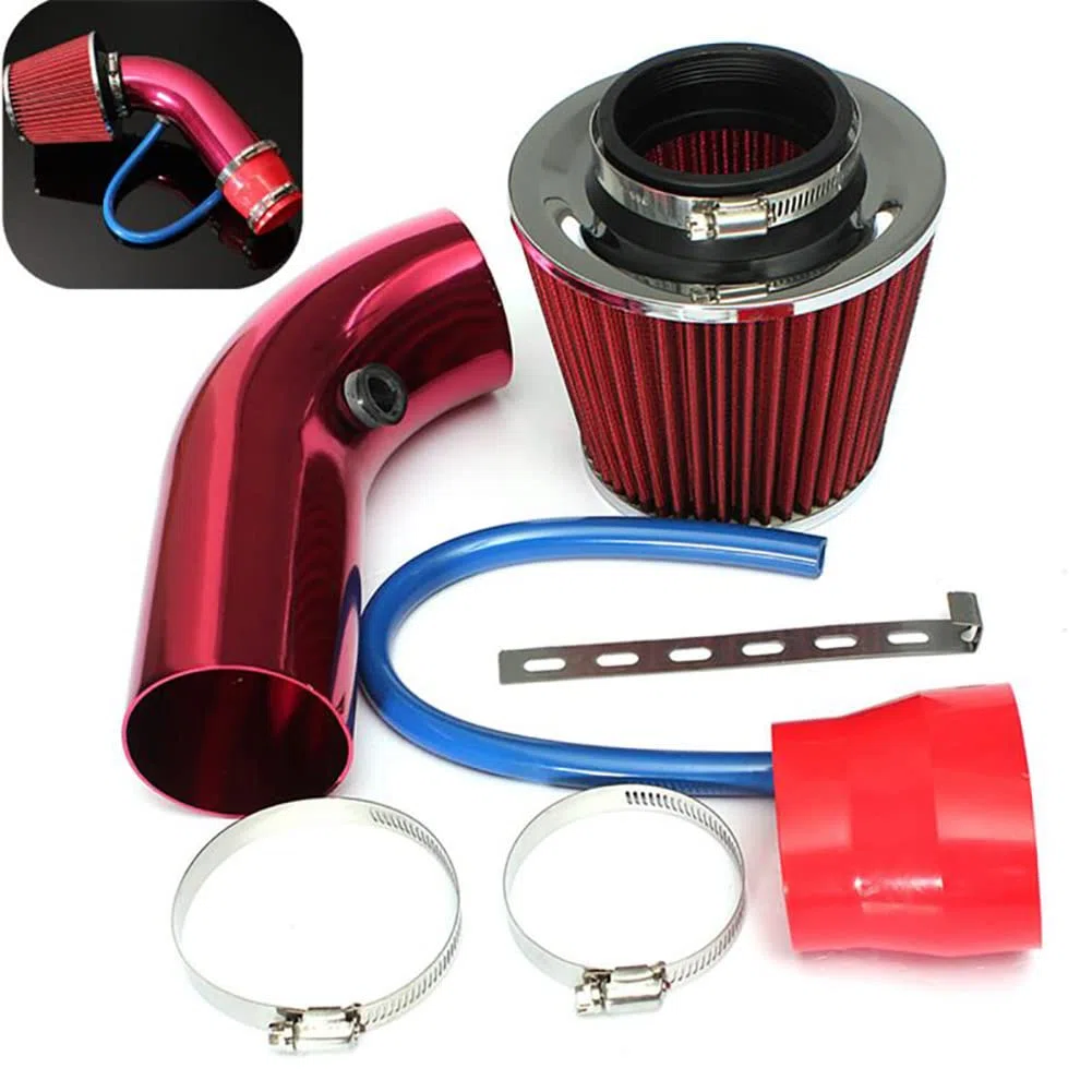 Tubo de Entrada de Aire frío, 76 mm Universal PerCompatible withmance Coche Filtro de Entrada de Aire frío Turbo Filtro de Aire automotriz de Aluminio Kit de Tubo de Manguera de Flujo