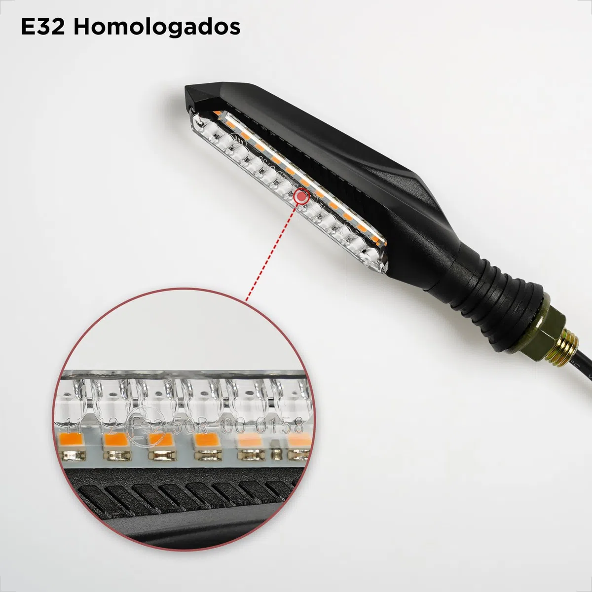 evermotor Secuencial intermitente, LED Intermitentes Homologados, 2 piezas 12 V, para motocicleta, E-mark, longitud del cable 300 mm
