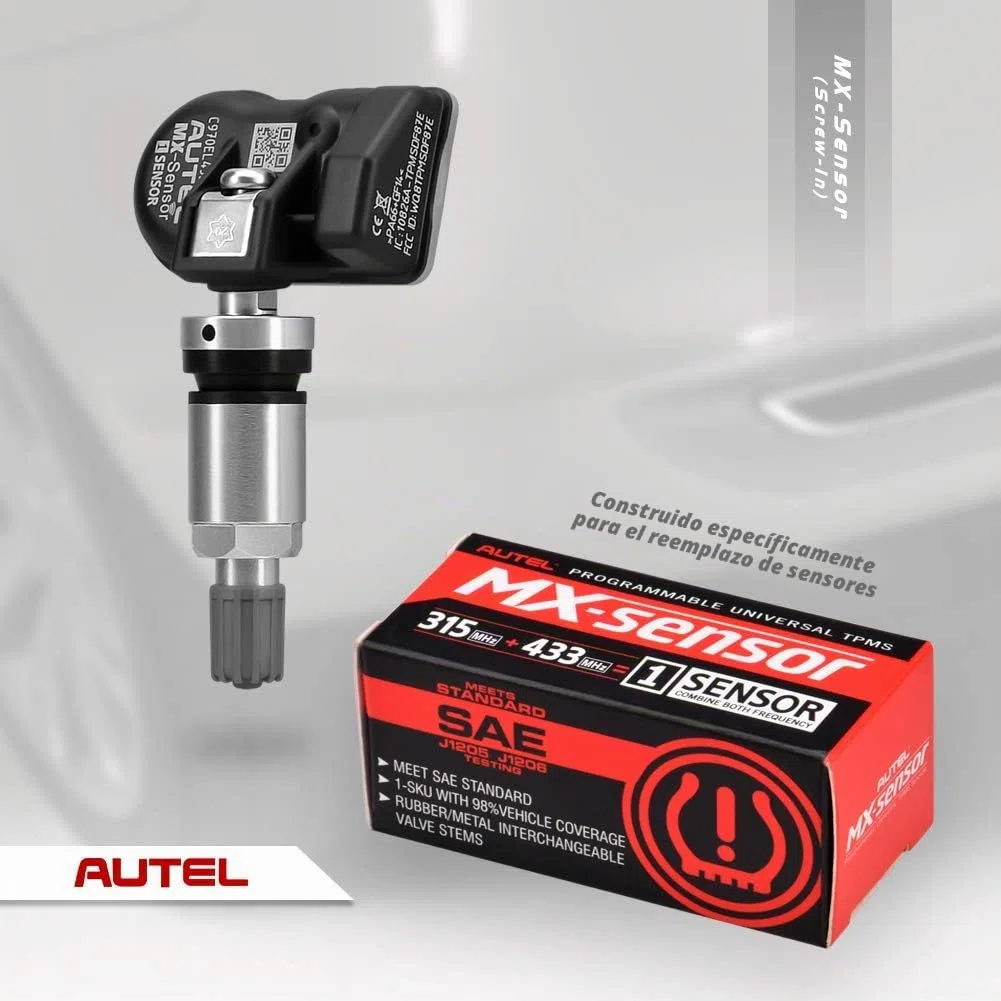 Autel Sensor TPMS 1 sensor, MX-Sensor 315 MHz + 433 MHz válvula de metal, programable universal especialmente diseñado para reemplazo de sensores OEM, funciona con Autel TPMS Tool TS408S TS508WF TS601