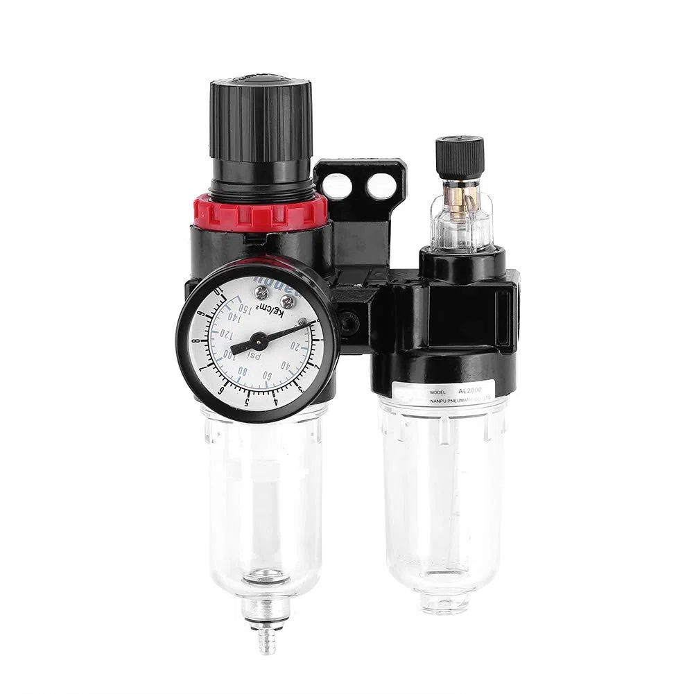 Separador de Trampa de Agua/Aceite Npt de 1/4", Separador de Agua y Aceite de Herramientas de Aire Filtro de Presión de Aire Compresor Regulador Neumático Lubricador Válvula de Drenaje