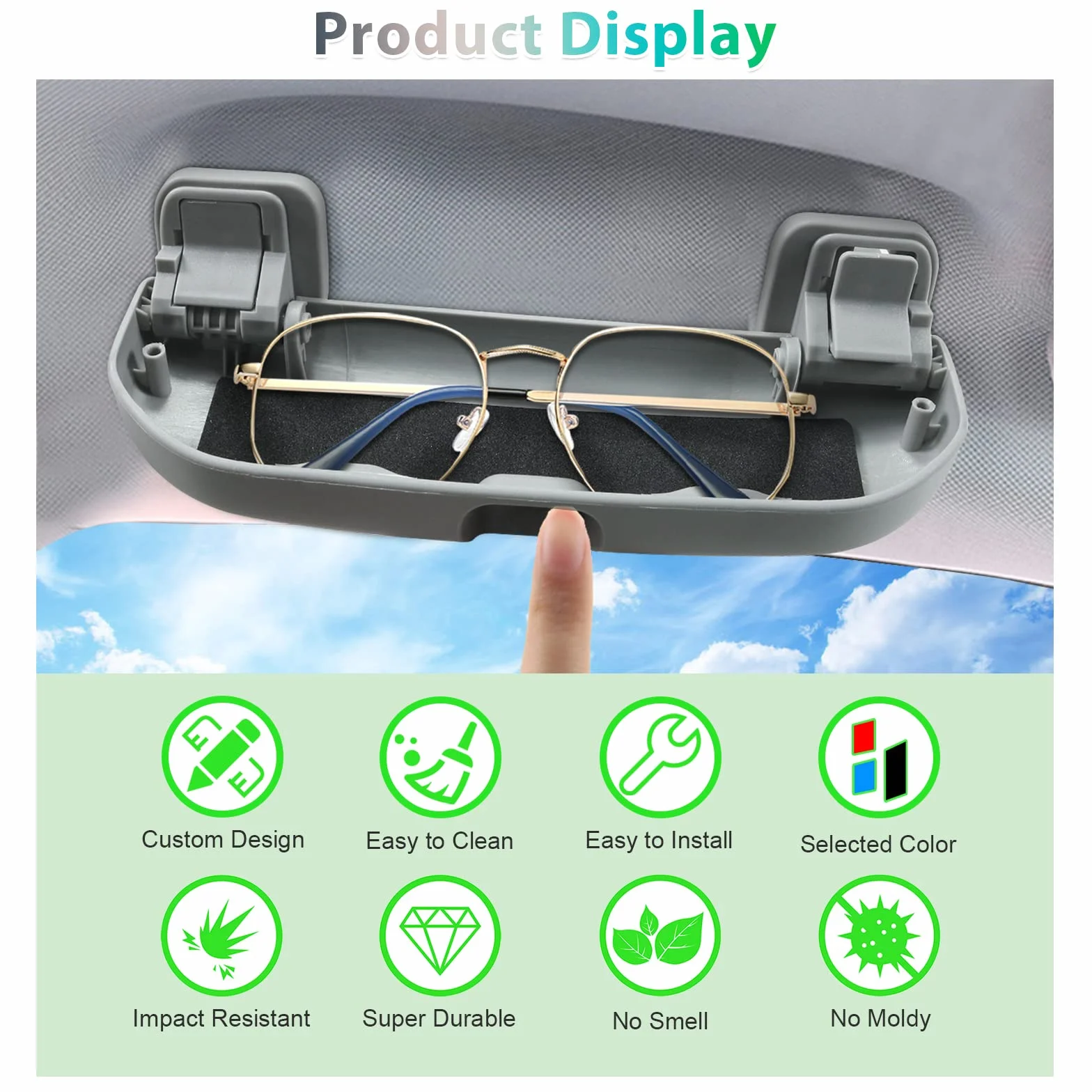 GAFAT Compatible con Peugeot 3008 5008 2016-2025 2026 Soporte para Gafas de Sol, Nuevo e3008 3 III GT Allure Caja de Almacenamiento Organizador, E-3008 e-5008 Accesorios [OEM Original] (Gris)