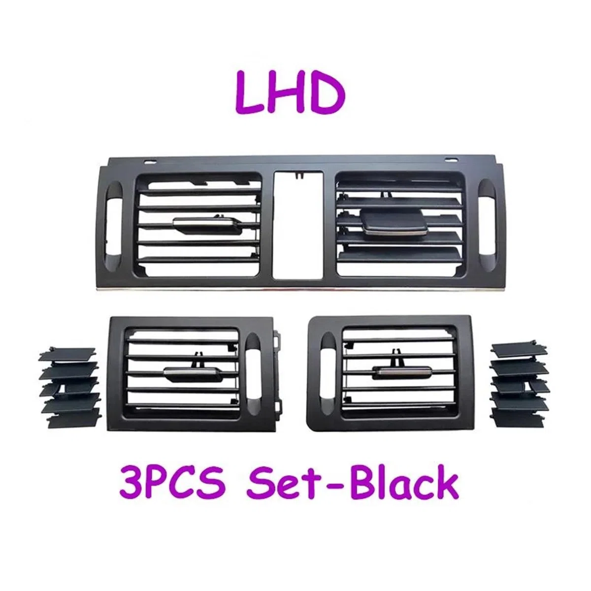 Aire Boquilla ventilación Rejilla de ventilación de aire acondicionado para Mercedes para Benz Clase C W204 C180 C200 C220 C230 C260 C300 C350 LHD Cubierta rejilla(Black 2PC)