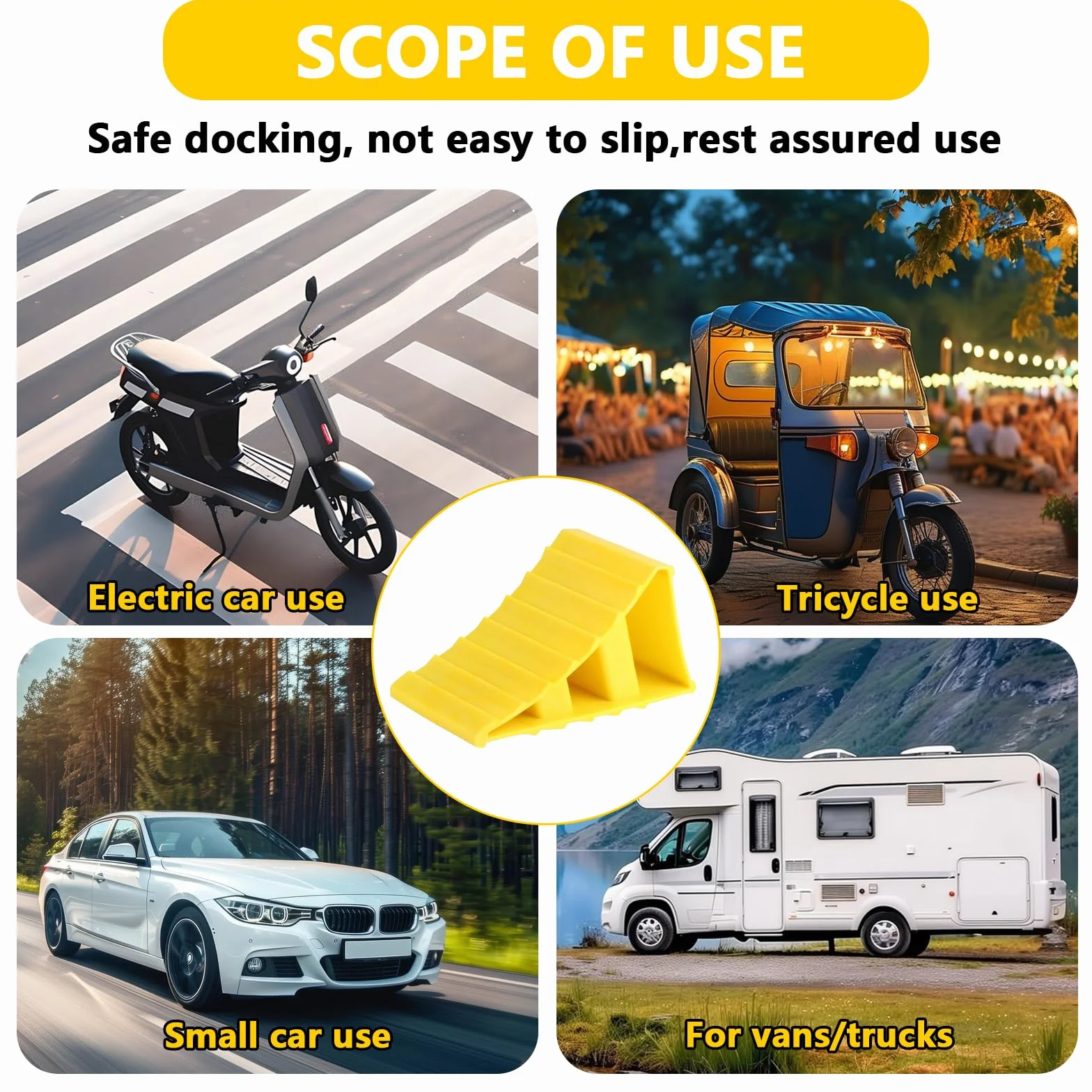 2 piezas de cuñas de rueda, protectores de neumáticos antideslizantes y topes de freno para aparcar caravana, autocaravana, moto, remolque, cuñas de rueda de coche con asa, mantiene tu coche