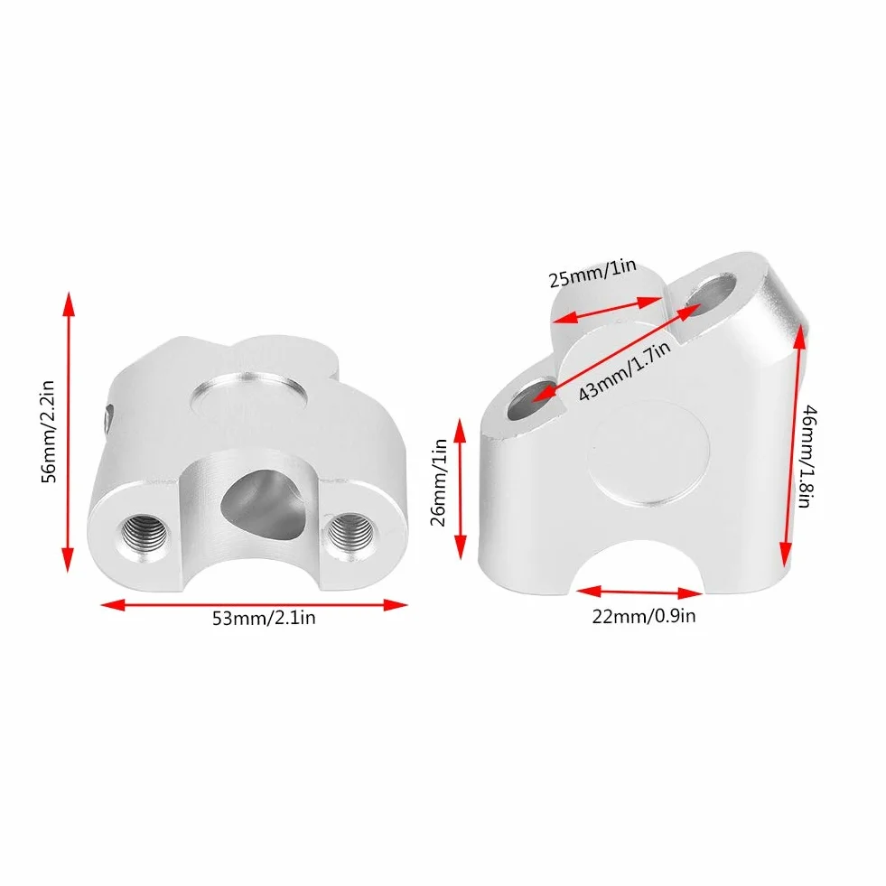 Abrazadera de Manillar, Abrazaderas de Montaje de Elevador de Manillar de Motocicleta Universal de 22 mm, elevadores de Abrazadera de Manillar de aleación de Aluminio CNC(Cromo)