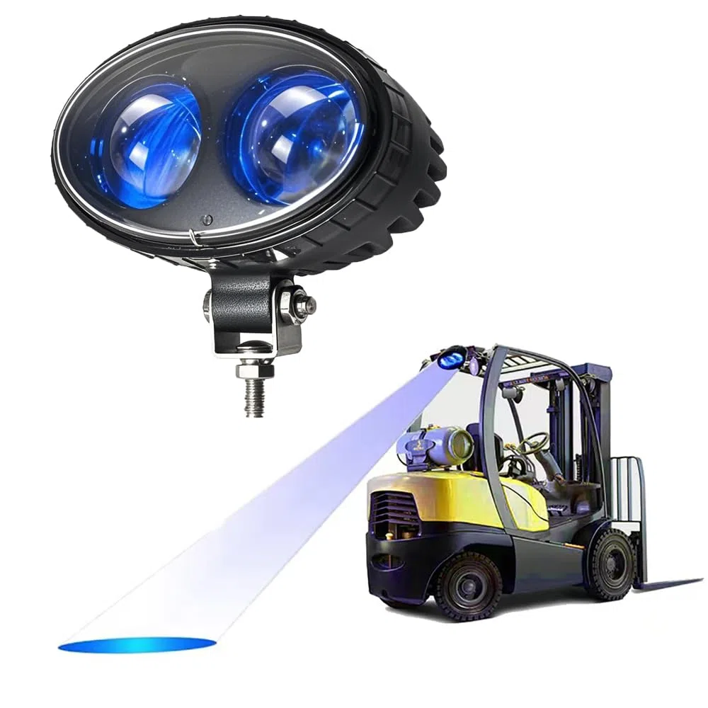 Luz de Seguridad LED de 8W para carretillas Elevadoras con lámpara de Punto Azul para Advertencia en almacenes, Camiones y Seguridad peatonal. Amplio Voltaje DC10V-100V y Brillo de 250LM