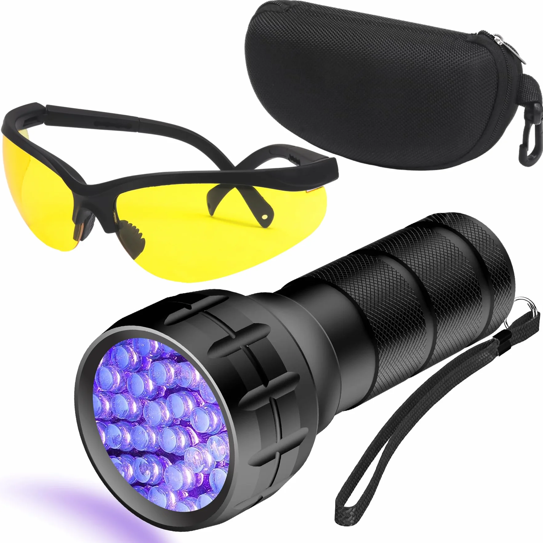 COSOOS Herramienta de detección de Fugas de Aire Acondicionado, Kit de Detector de Fugas de CA, luz UV para detección de Fugas de Tinte UV CA, Detector de Fugas de Tinte de Aceite con Gafas