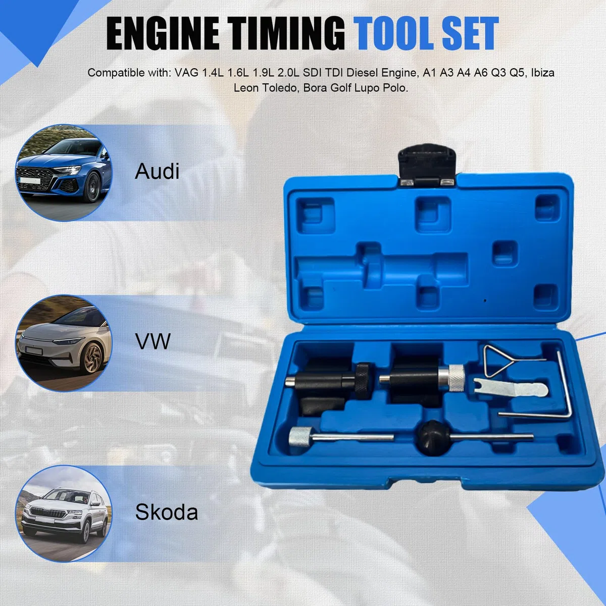 Kit Herramientas de Sincronización de Motor, Correa de Distribucion Calado de Distribución Compatible con VAG 1.4L 1.6L 1.9L 2.0L SDI TDI Diesel