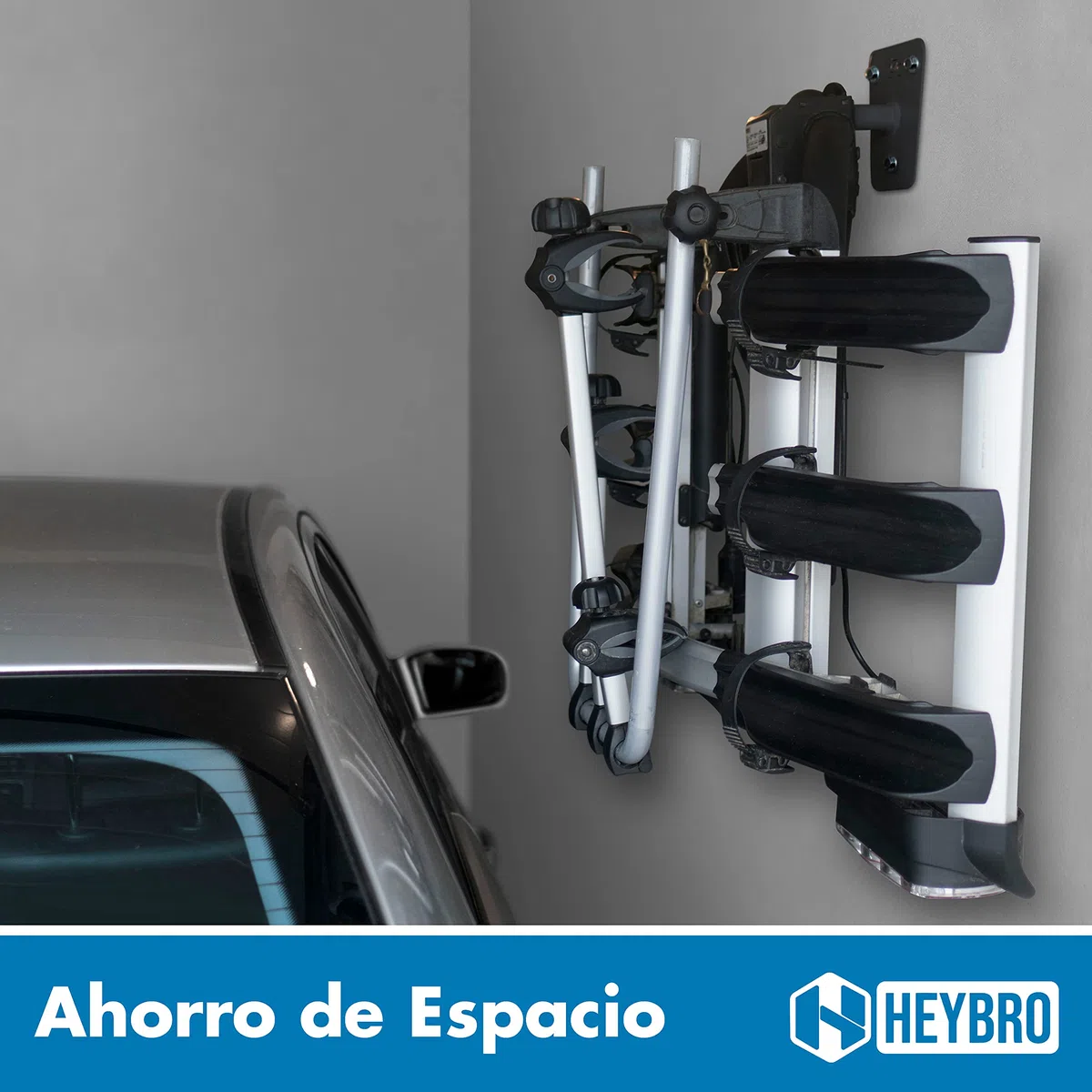 Soporte de pared universal para portabicicletas trasero de HEYBRO - incluidos accesorios de montaje, además de eficiente y elegante soporte de pared para su portabicicletas