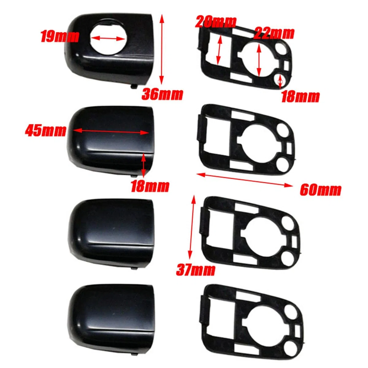Milageto Conjunto de 4 Piezas para Cubierta de Manija de Puerta Izquierda y Derecha