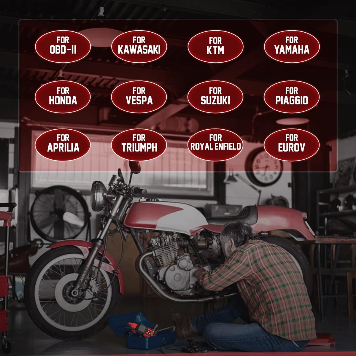 MRCARTOOL Diagnóstico OBD2 para Motocicleta, Escáner para Kawasaki, Honda, Yamaha, Triumph, KTM UE, Memoria de Diagnóstico de Errores, Lectura de Códigos de Error de Motocicleta