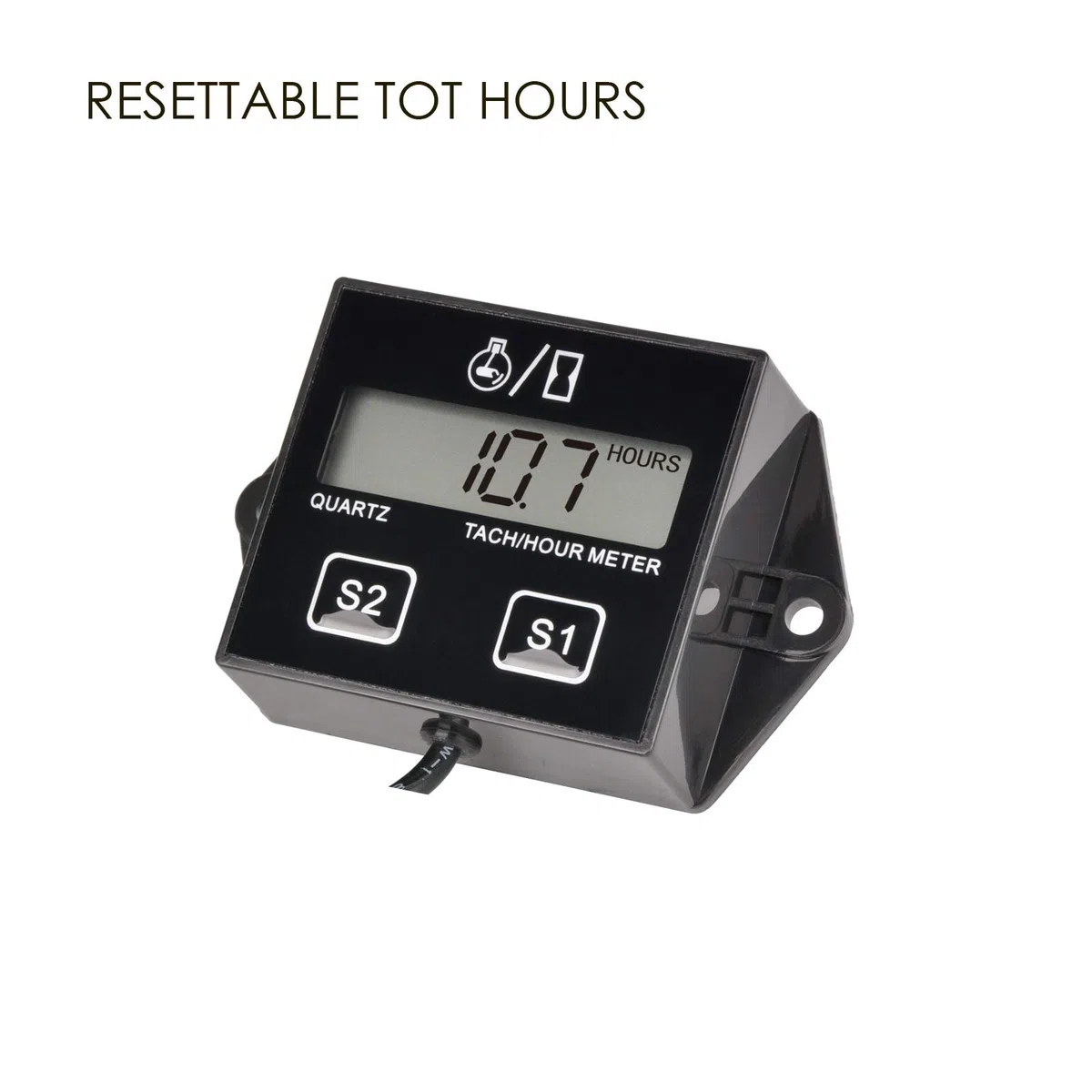 Jayron JR-HM011N LCD Tacómetro Inductivo de Gasolina Tacómetro Reiniciable/Medidor de Horas Impermeable para Paramotores,Ultraligeros,Generadores,Cortacésped,Motocicleta