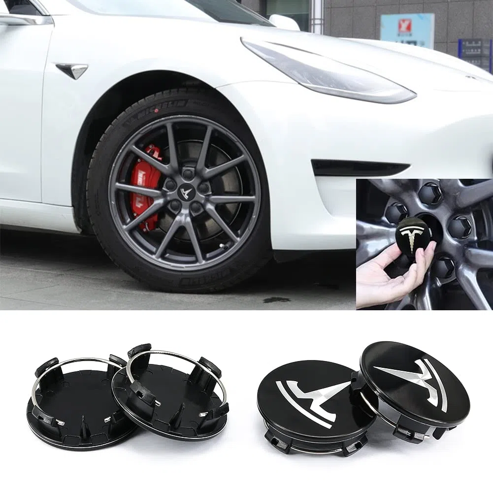 Kit de tapas de rueda Aero para Tesla S, 3, Y, X con logotipo plateado