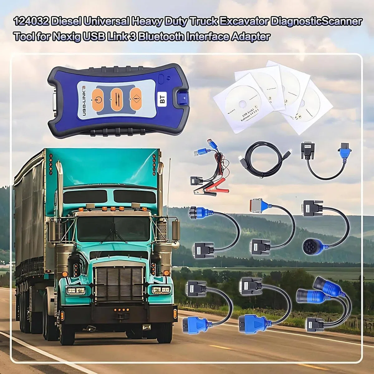 Nexiq USB-Link 3 (edición con Cable) - Equipo diagnóstico Todo Tipo vehículos, escáner Servicio Pesado Motores diésel, Camiones universales y excavadoras, rápido a los Datos vehículo.