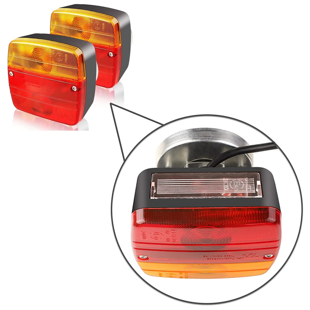 MAMIZO Luces Traseras para Remolques Magnética Instalación con 7M Cable 7 Pines 12V Marca de Prueba E para Camiones Caravanas Furgonetas Barcos Luces Traseras Iluminación